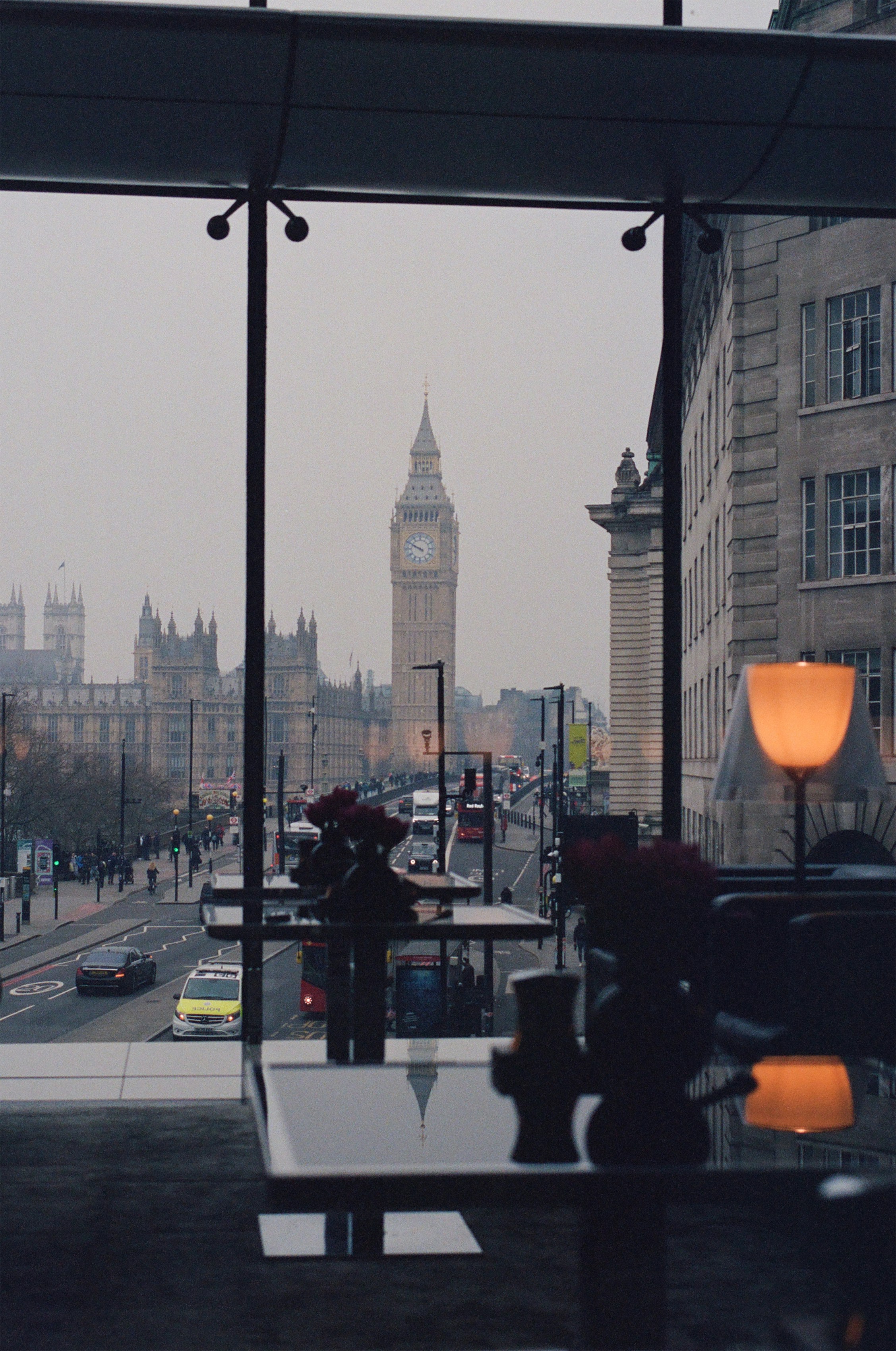 Candlelit restaurant interior